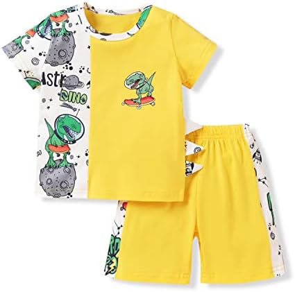 Детето бебе момче шорцеви поставува диносаурус со краток ракав на врвот+шорцеви костуми летни облеки