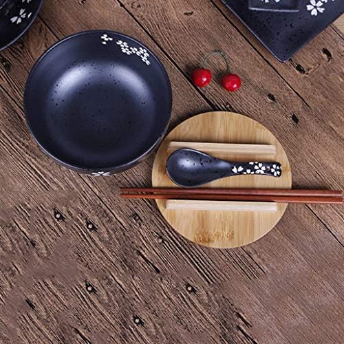 Јапонска кујна сад со капак гроздобер рамен сад со капак црн керамички инстант тестенини сад црна салата сад супа сад со дрвен капак