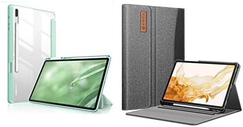 Пакет FINTIE: Случај за Samsung Galaxy Tab S8 Plus 2022/S7 FE 2021/S7 Plus 2020, шок -пропуст на капакот со јасно про transparentирно куќиште