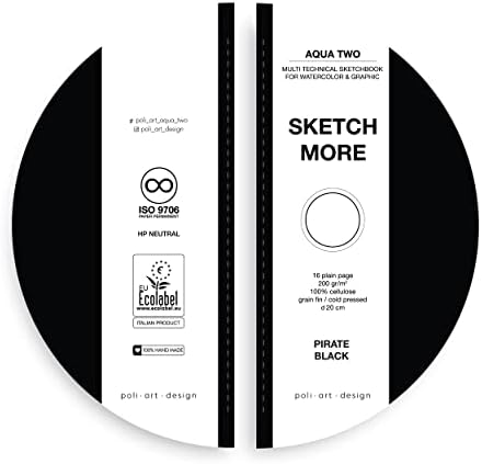 Poli.art.Design Aqua Two Round Sketchbook. Мулти техничка книга за скици. 16 листови, 200 g/m2, дијаметар 20 см