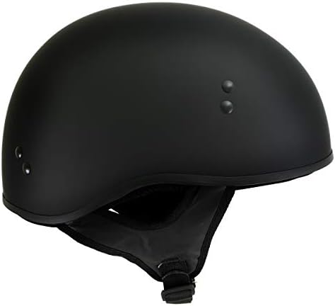 Hotешки лајки hlt68 рамно црно 'О.Г.' Рамна црна моторциклна точка череп капа за половина шлем за мажи и жени велосипедисти - мал