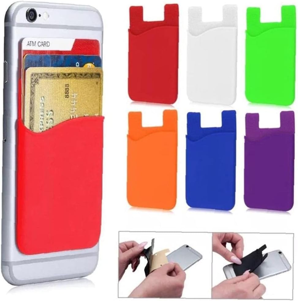 Држач за картички 2 парчиња силиконски самоуправен мобилен телефон Кредитна картичка покритие Тенок картички за налепници на налепници