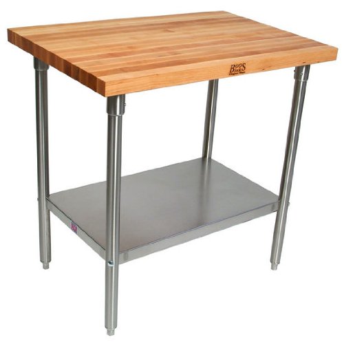 Workон Boos SNS07 Top Work Table со база од не'рѓосувачки челик и прилагодлива долната полица од не'рѓосувачки челик, дебела 36 долга x 30