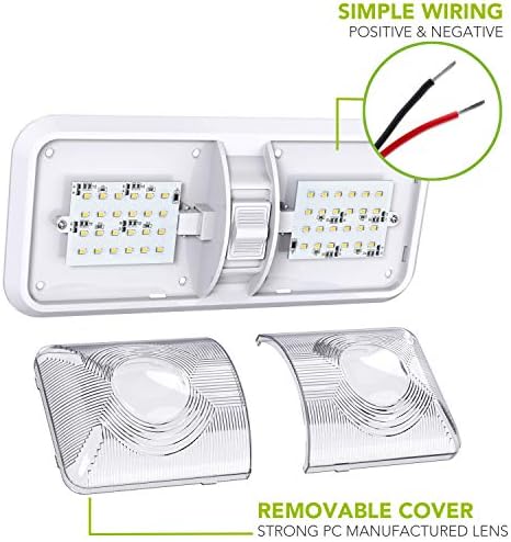 10 пакувања RV LED таванот со двојна купола светлина со вклучен/исклучен прекинувач за внатрешно осветлување за автомобил/RV/приколка/кампер/брод