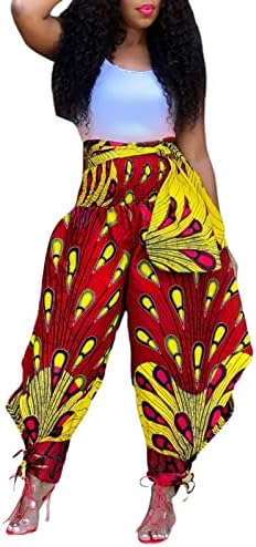 Voghtic жени обични африкански печати харем панталони хипи лабава широка панталона за салони за нозе