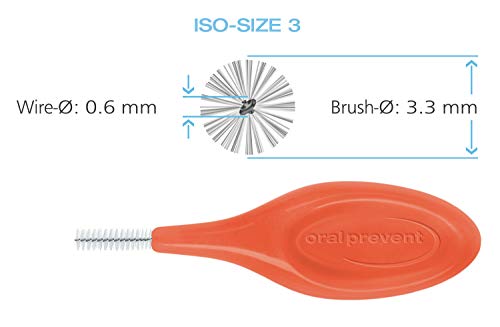 Биобазирана-пластична паметна зафат Интердентална четка црвена, жица: 0,60 мм, ISO големина 3, 24 четки по торба Секоја четка