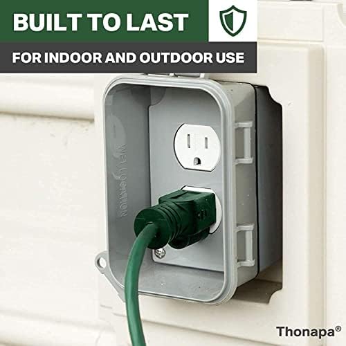Thonapa [2 пакет] Зелен кабел за продолжување на отворено 15 ft - 16/3 SJTW водоотпорен електричен кабел отпорен