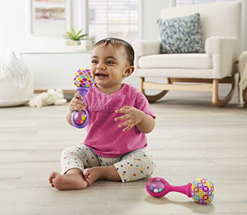 Пакет за играчки за бебиња во Фишер-цена, вклучувајќи салата за бебиња со играчка за учење на пијано со кик и играње и сет на 2 штрајкувачки играчки маракас, розова и
