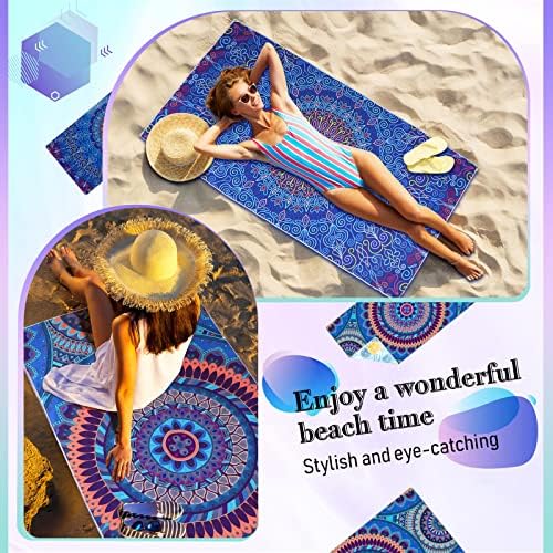 6 пакувања лесни брзо сушење песок бесплатни крпи од плажа 63 x 31 инчи преголеми големи мандала плажа пешкир микрофибер Абсорбента за кампување