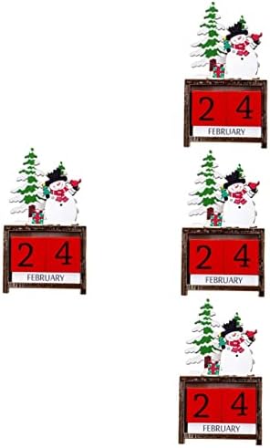 НОЛИТОЈ 4 поставува Одбројување Декорација На Дрво Декор За Забава Канцелариски Датум Рачно Дрвено Биро Десктоп Снешко Доаѓање Божиќ