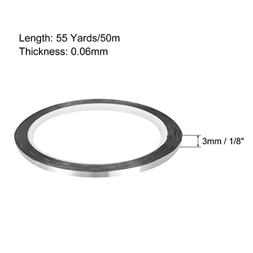 Меканиксити Сребрен Тон Метализирана Лента 1/8 инчи х 55 Јарди Декор Лента За Детали Акцент Ѕид, Графички Уметности, Пакет од 3
