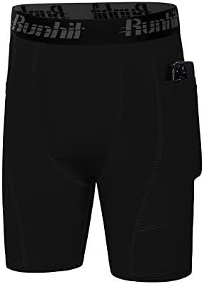 Шорцеви за компресија на млади за млади, момчиња перформанси атлетски бази слоеви за долна облека спортски шорцеви странични џеб