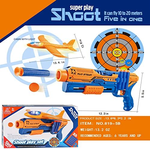 Играчки за фрлање авиони DQIXFOI, играчка со авиони во пена за момчиња на возраст од 8-12, 2 режим на летање Катапулт Авион,