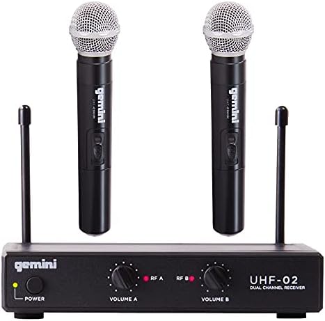 Gemini Sound UHF-02M Професионален аудио диџеј ДЈ опрема супериорна единечна канал двојна 2 безжични рачни микрофони Систем за