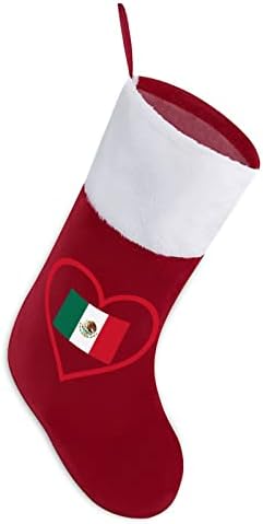 Јас го сакам Мексико црвено срце Божиќно порибување класичен украсен украс бела манжетна торба за бонбони за украси за семејни празнични забави