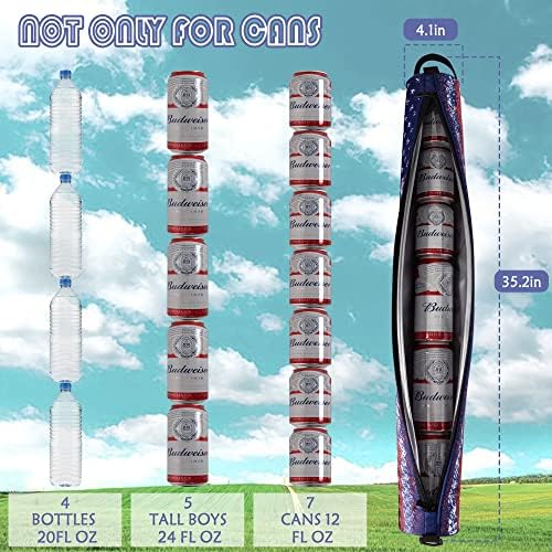 LUCKIPLUS 50 Парчиња Црно Пиво Може Ладилници Неопренови Може Ракави Склопувачки Изолирани Ладилници Рефус + Америка Знаме Голф Пиво Кулер Торба