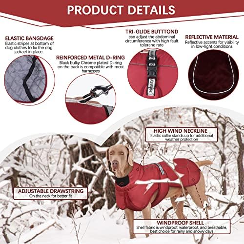 Rozkitch Дополнително топло кучиња палто рефлексибилно прилагодливо кучиња кучиња зимски палто со тока руно желка за кучиња за