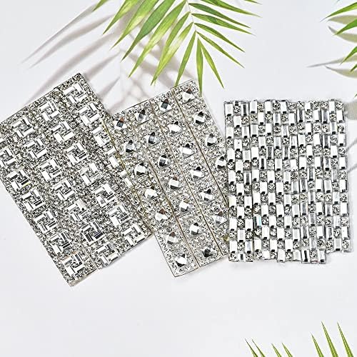 5 парчиња сјајни метални сребрени/аб дијамантски ланец нокти Rhinestones 3D шарени бисерни нокти за нокти украси DIY додатоци за накит -