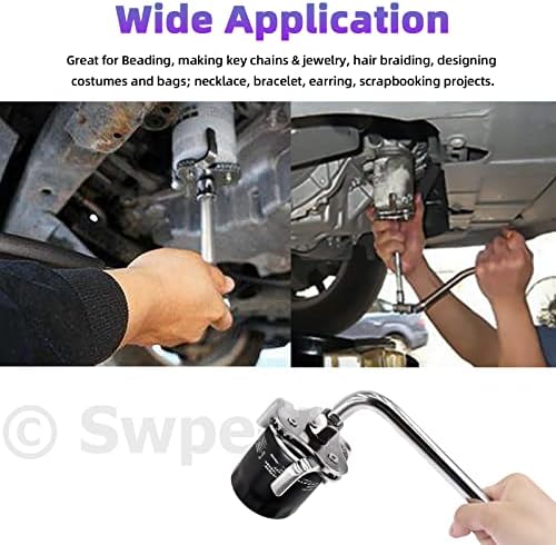 SWEPET 3PCS Universal 3 Алатка за клучеви за филтрирање на масло од вилица и 3/8 инчен квадратен возач Адаптер приклучок и L-Type