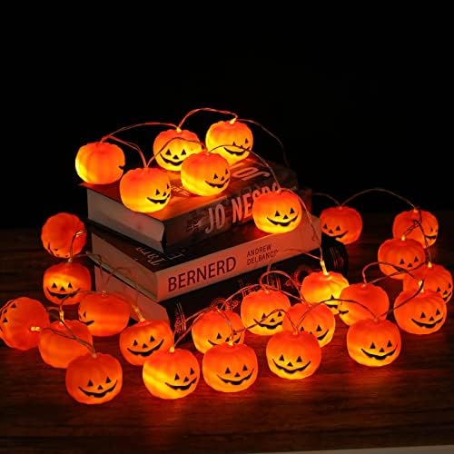 Ktkde Ноќта на вештерките Светла од тиква, светла за празници за украси на отворено, 30 LED 11,81ft 3D водоотпорен портокал-jackек-о-фенер батерија