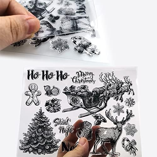 Сактопедеко Божиќни марки за картички што прават јасни марки Среќен Божиќен печат Божиќна картичка за правење гумени марки