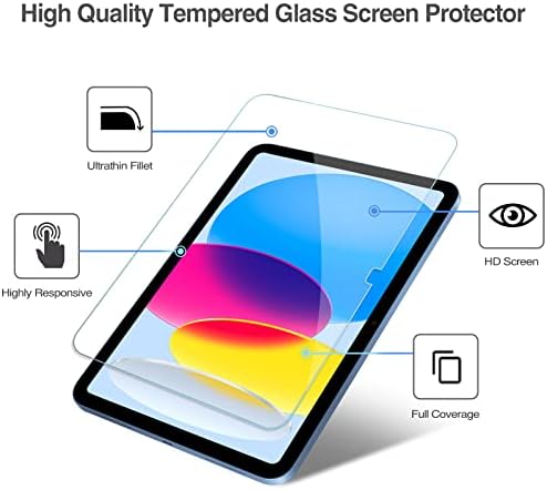 Проказа 1 Пакет Заштитник На Екранот Пакет Со Проѕирна Заштитна Футрола Од Задната Обвивка Трикратно За за 2022 година iPad 10-Ти Генерал