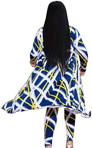 Облеки за жени со 2 парчиња - цветни печати со долг ракав Отворен предниот кардиган покријте го каросерот со високи половини со долги