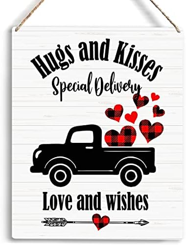 Романтични прегратки и бакнежи Специјална испорака Дрво знак рустикален loversубовници камион дрвена висина плакета за домашна спална