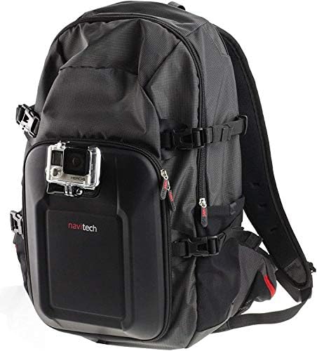 Ранец на ранец и црвена складирање на камерата Navitech со интегрирана лента за градите - компатибилен со акционата камера за победа AC600