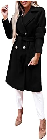 Кокера јакни за жени мода есен елегантна јакна со ровови со ремени елегантна цврста боја лапел долги капути за изметна облека