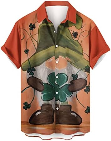 Момци копче надолу со кошула Краток ракав Зелени хавајски кошули Детелина печати плажа маица ирски патрикс празник на плажа врвови