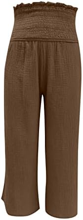 Womenените летни високи половини со долги панталони летни лабави се вклопуваат палацо панталони широки нозе долги панталони панталони со џеб