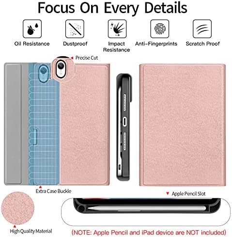 JUQITECH iPad Mini 6 Случај со Тастатура - iPad Mini 6th 2021 8.3 Bluetooth Bluetooth Безжична Магнетна Отстранлива Тастатура За Полнење Паметен Држач За Таблети Со Саќе Со Држач За Моливи, Роз
