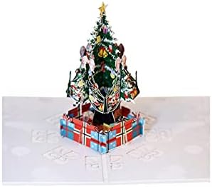 Ховико празнична Божиќна картичка, со 3Д интересен моторцикл од снежен човек, дизајн на новогодишна елка и ирваси, донесете