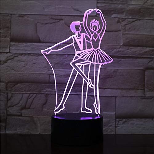 Jinnwell 3D Ballet Night Light LAMP илузија 7 во боја Промена на допир на допир табела за декорација на табела за декорација на ламби LED Божиќен