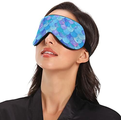 Унисекс спиење маска за очите геометриско-сина-мерница-скалила ноќна спиење маска удобно покритие на сенка за спиење на очите