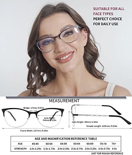 3 Пакет Очила За Читање За Жени Блокирање На Сина Светлина, Метални Женски Компјутерски Читачи На Пролетни Шарки Стакло, Очила Со Целосна
