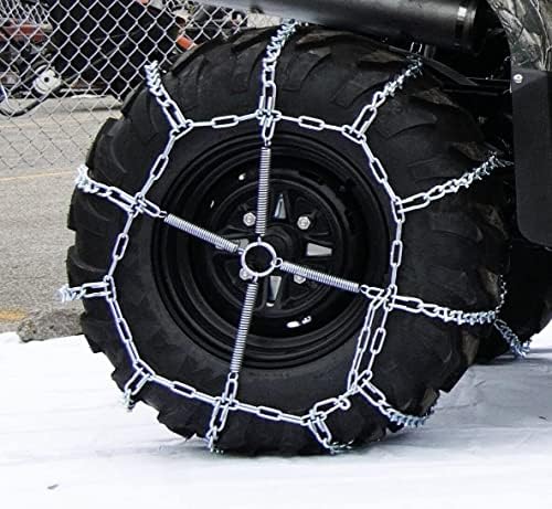 Продавницата РОП | Пар од 4 ланци на гуми за врски и затегнувачи за косилка за тревници Johnон Дер се вклопува 22,5x12x9