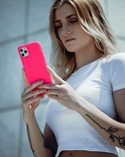СЛУЧАЈ НА КРИВИЧНО ДЕЛО - Iphone 12 Pro Max Случај - Неонски Розов Iphone Капак | Течен Силикон Со Облога Од Микрофибер Против Гребење, Заштитна