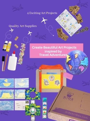 Детска уметничка кутија 4-во-1 патувања Авантурите со тематски забавни проекти за учење | Создадете убави уметнички проекти плус визуелен