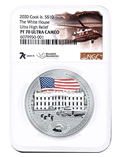 2021 de бела куќа Powercoin pf70 од милји застојот од 2 мл сребрена монета 10 $ Кук острови 2020 Доказ за доказ