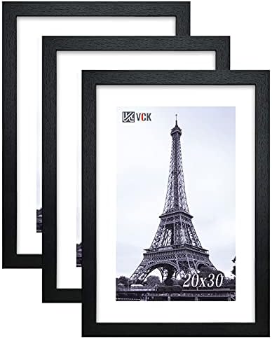 VCK Постер Рамки 20x30 Црна 3-Пакет, Цврсто Дрво Рамки За Слика За Ѕид Монтажа Виси Уметност И Загатка Рамка