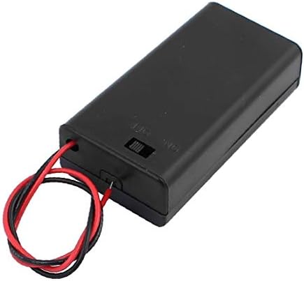 X-DREE Батерија Ќелија Случај Вклучување/Исклучување Прекинувач 2 x 1.5 V Black Црна Пластика Двојна Жица w Капак (Прекинувач de encendido/apagado