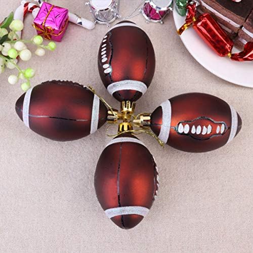 Zerodeko 6pcs Божиќни топка украси рагби Божиќни украси украси празнични теми за спортови на топката со топка, декоративни висечки украси