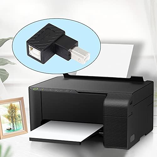 Riieyoca 90 степени USB B адаптер за печатач, лев агол USB тип Б 2.0 машки до женски продолжен конектор за печатач, скенер, факс машина