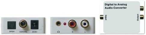 Welley Digital во аналоген аудио конвертор со телефонски приклучок, конвертирајте коаксијален или Toslink дигитален аудио во аналоген