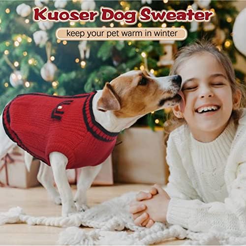 Куосер топло кучиња џемпер, џемпер за кучиња плетени миленичиња облека за мали средни кучиња мачки, симпатична џемпер за кучиња кучиња
