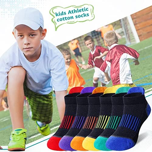 Момци на очите Атлетик полу -перничени чорапи на глуждот Детски памучни спортови со ниско сечење чорапи 6 пара