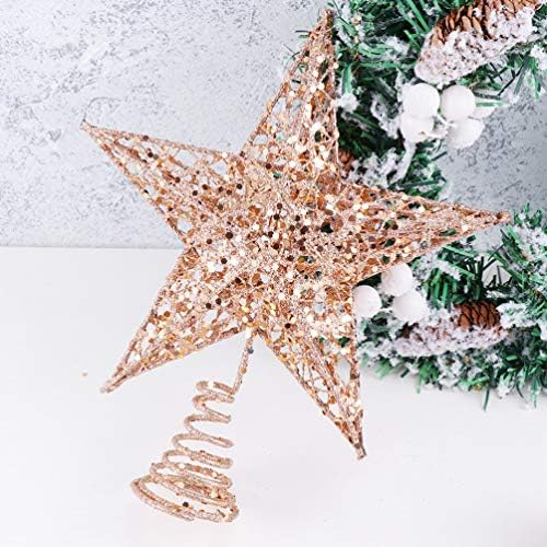Keseoo 2pcs сјајно новогодишно дрво Топдер 3Д железо starвезда дрво Топ елка украси украси 20 см+25 см.
