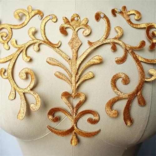 MJWDP златни апликации извезена облека од ткаенина од ткаенина шива железо на закрпи за фустан за декорација на венчавки DIY